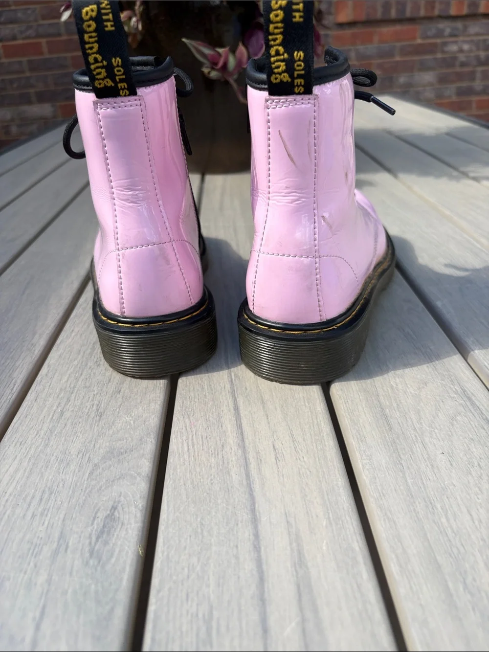 Dr. Martens 1460 8-Eye Patent Boot / Big Kid - Pale Pink